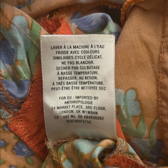 Elevenses by Anthropologie Poppy Floral Orange and Blue A-Line Skirt - Picture 6 of 6